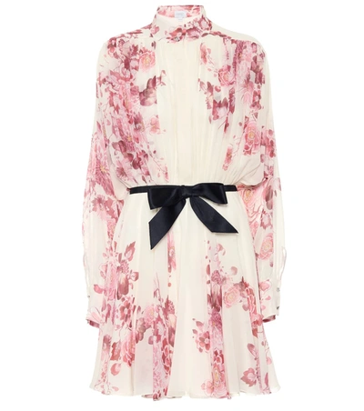 Giambattista Valli Belted Floral-print Silk Georgette Mini Shirt Dress