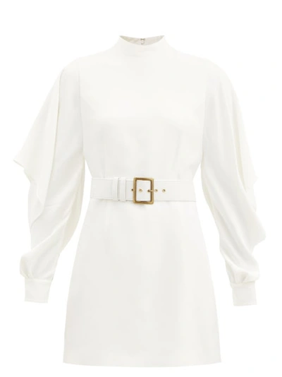 Andrew Gn Women's Belted Draped-sleeve Crepe Mini Dress In White