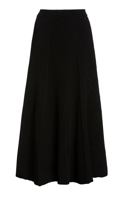 Givenchy Ribbed Knit Cotton-blend Midi Skirt In Black