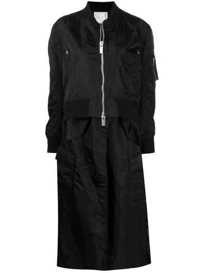 Sacai Bomber Jacket Style Coat In Black