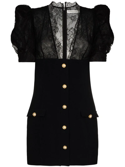 Alessandra Rich Lace-panelled Mini Dress In Black