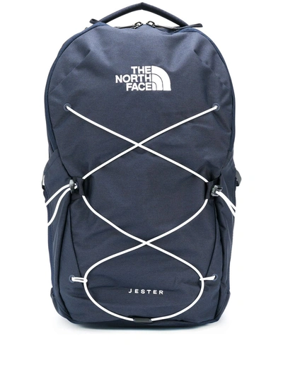 The North Face Logo Print Backpack In Blue