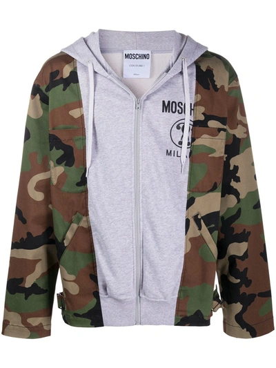 Moschino Camouflage Hybrid Jacket In Grey