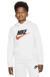 Nike Kids' Big Boys Sportswear Club Fleece Pullover Hoodie In White/black