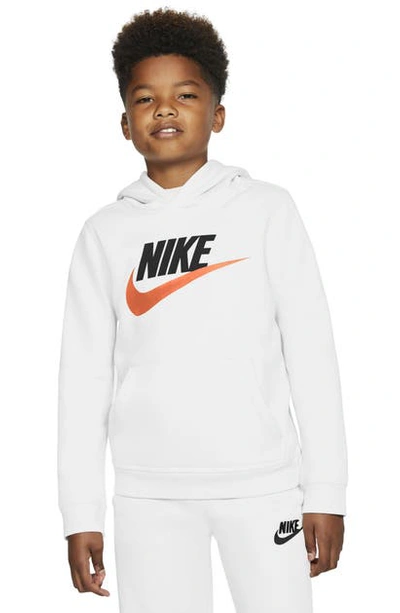 Nike Kids' Big Boys Sportswear Club Fleece Pullover Hoodie In White/black