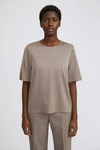 Filippa K Silk Tee In Grey Taupe