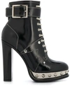Alexander Mcqueen Studded Metallic Platform Sole Ankle Boots In Black