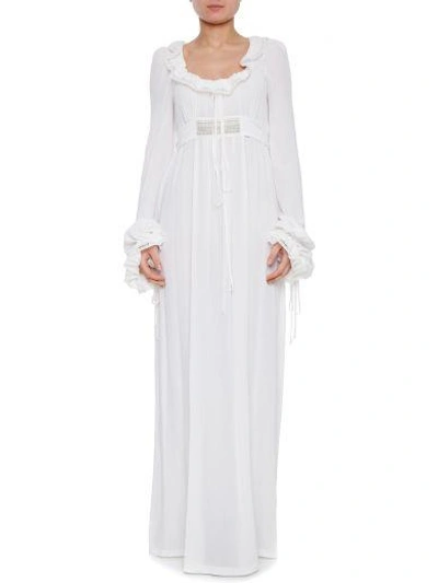 Amen Voile Long Dress In Off White|bianco