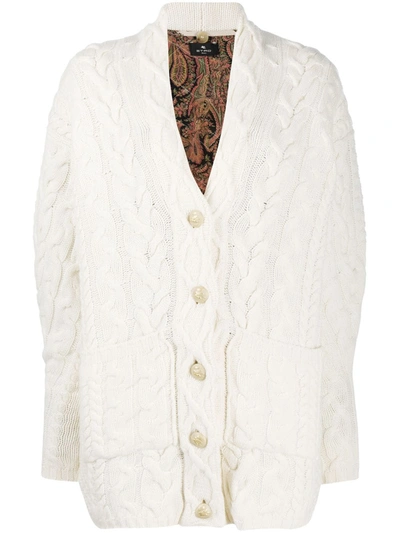 Etro Layered Cardigan Coat In White