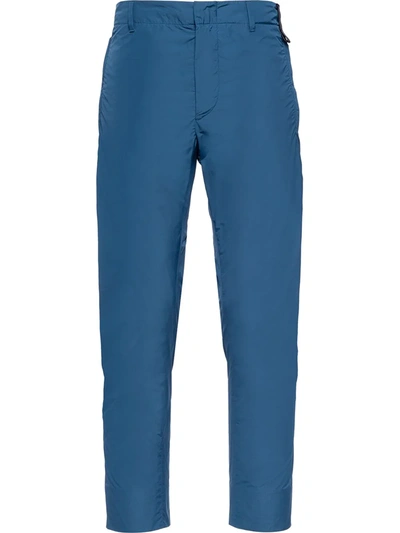 Prada Technical Poplin Cropped Trousers In Blue