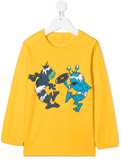 Stella Mccartney Kids' Yellow T-shirt For Boy With Monsters