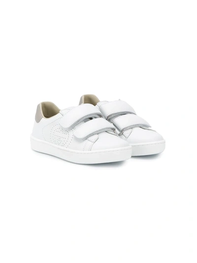Gucci Kids' Gg Touch Strap Trainers In White