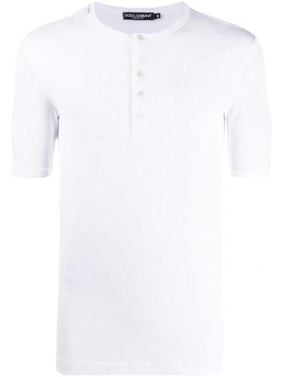 Dolce & Gabbana Round Neck Polo Shirt In White