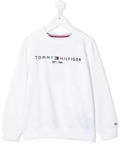 Tommy Hilfiger Junior Kids' Logo-embroidered Sweatshirt In White