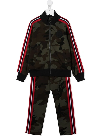 Moncler Teen Camouflage-print Tracksuit In Green