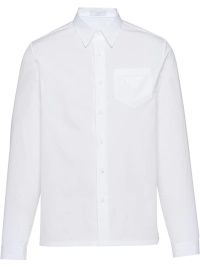 Prada Triangle Logo Patch Shirt In White