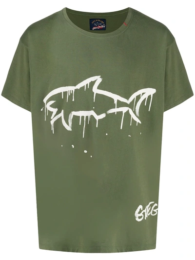 Greg Lauren X Paul & Shark Graphic-print Crew Neck T-shirt In Green