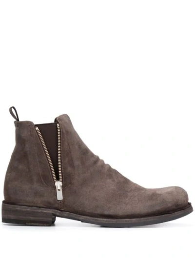 Officine Creative Zip Ankle Boots In Grey