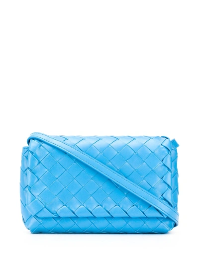 Bottega Veneta Intrecciato Mini Crossbody Bag In Blue