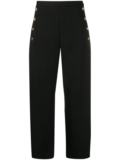 Versace Cropped Wide-leg Trousers In Black