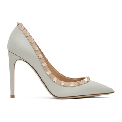 Valentino Garavani Valentino Grey And Pink  Rockstud Heels In 39k Grey/p