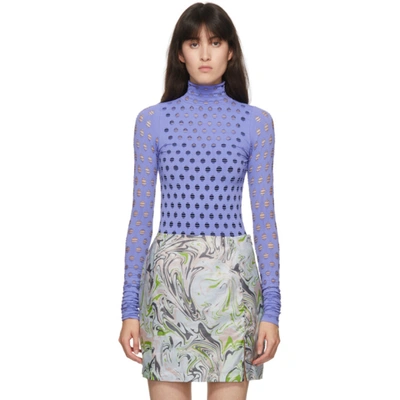Maisie Wilen Perforated Turtleneck Top In Purple In Ube