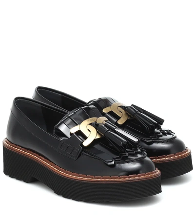 Tod's Kate Gommino Platform Tassel Loafers In Black