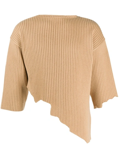 Ader Error Asymmetric Ribbed-knit Jumper In Neutrals