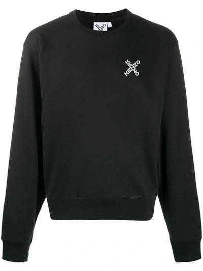 Kenzo Black Little X Sport Sweatshirt In Black,white