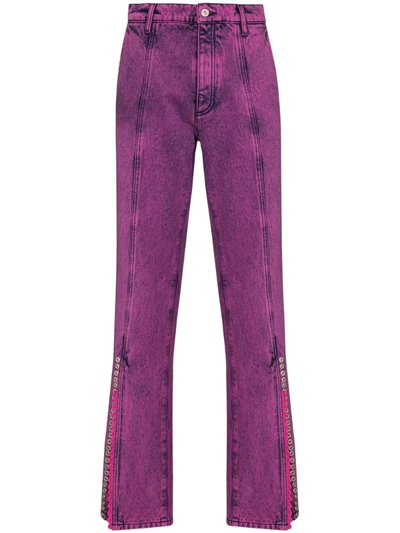 Y/project Buttoned Cuff Straight Leg Jeans In Pink