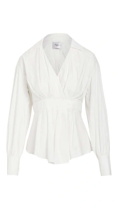 Aje Tranquility Wrap Blouse In White