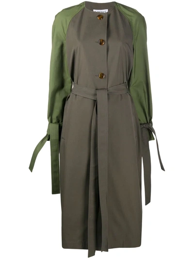 Loewe Contrasting Raglan Sleeve Coat In Green