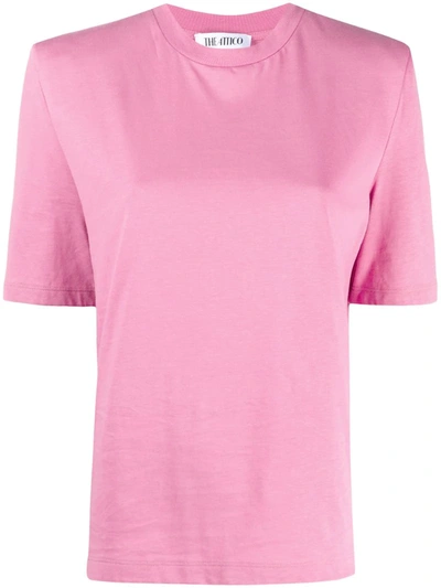 Attico Padded-shoulder Cotton T-shirt In Pink