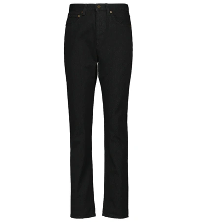 Saint Laurent Vintage Effect Denim Skinny Jeans In Black