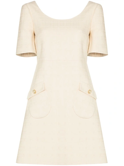 Gucci Brocade Mini Dress In White