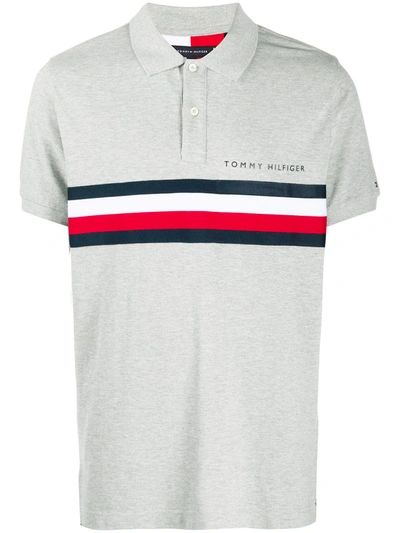 Tommy Hilfiger Signature Stripe Polo Shirt In Grey
