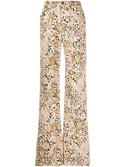 Etro Floral Print Flare Jeans In Neutrals