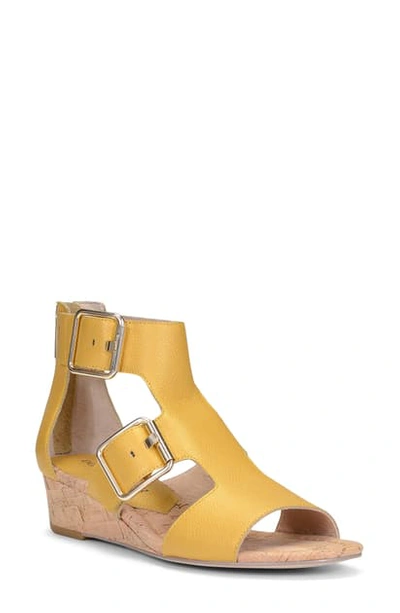 Donald Pliner Olive Buckle Shield Sandal In Yellow Leather