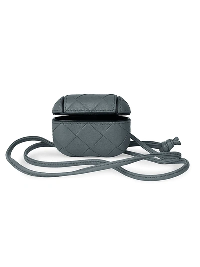 Bottega Veneta Intrecciato Leather Airpod Bag In Slate