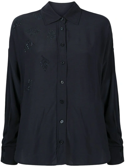 Zadig & Voltaire Tamara Strass Embellished Woven Shirt In Encre