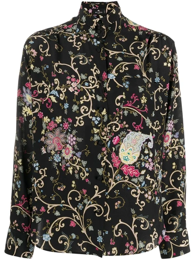 Etro Floral-print Shirt In Black
