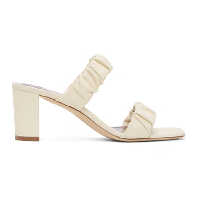 Staud Frankie Ruched Leather Sandals In White