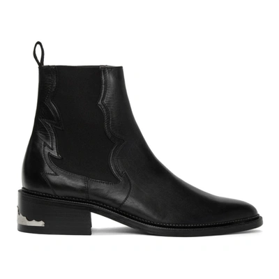Toga Virilis Western Leather Ankle Boots In Black