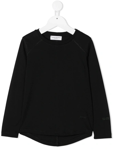 Paolo Pecora Kids' Stitch-detail Long Sleeved T-shirt In Black