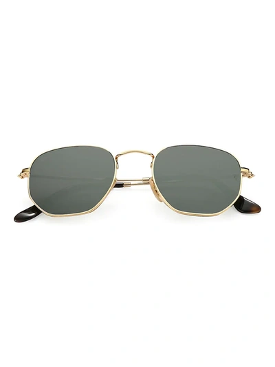 Ray Ban 48mm Hexagonal Flat Lens Sunglasses In Gold Green