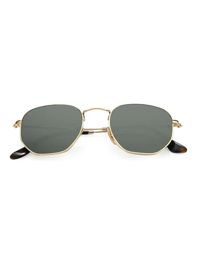 Ray Ban 48mm Hexagonal Flat Lens Sunglasses In Gold/ Green