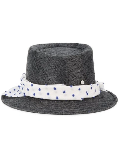 Maison Michel 'ed' Straw Hat With Polka Dot Band In Black