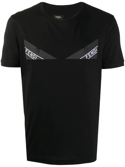 Fendi Bag Bugs-print Cotton T-shirt In Black