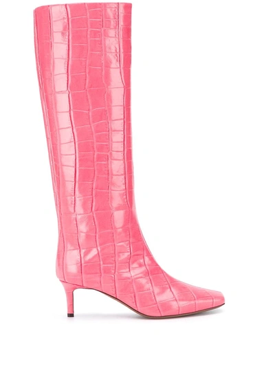 L'autre Chose Croc-effect Boots In Pink