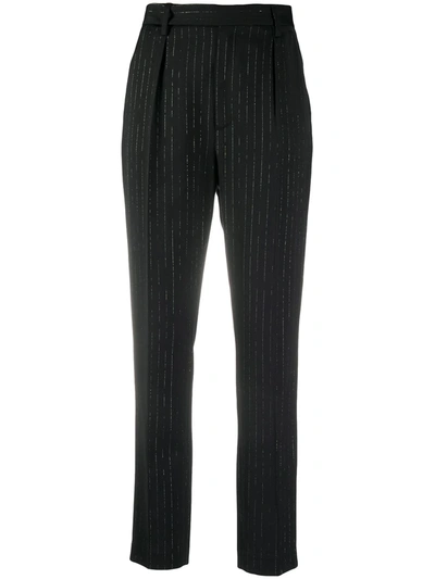 Department Five Pinstripe Tailored Trousers In Black